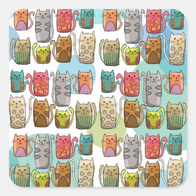 Cats! Square Sticker (Front)