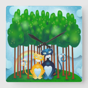 Cats Square Wall Clock