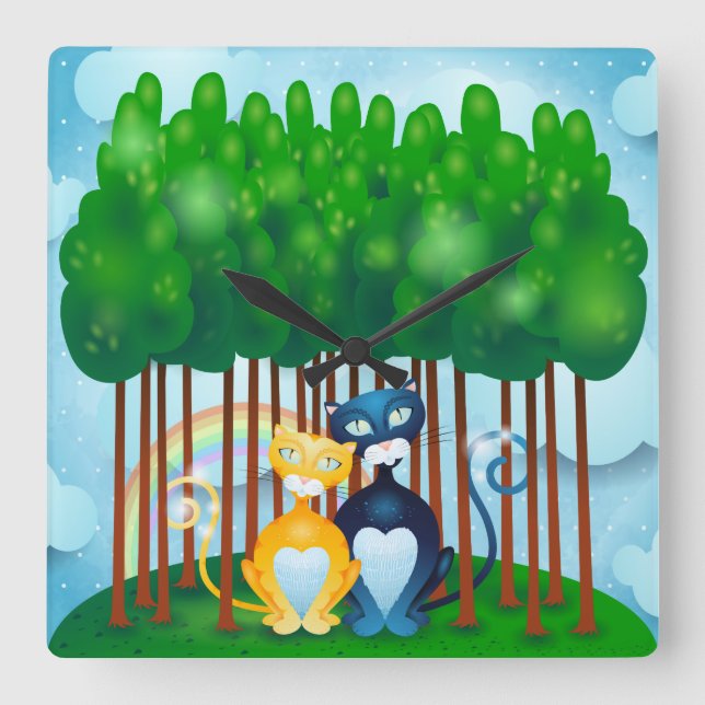 Cats Square Wall Clock (Front)