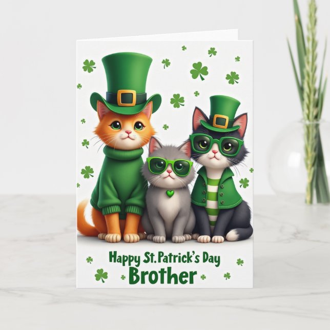 Cats St Patricks Day Faux Gold Card (Front)