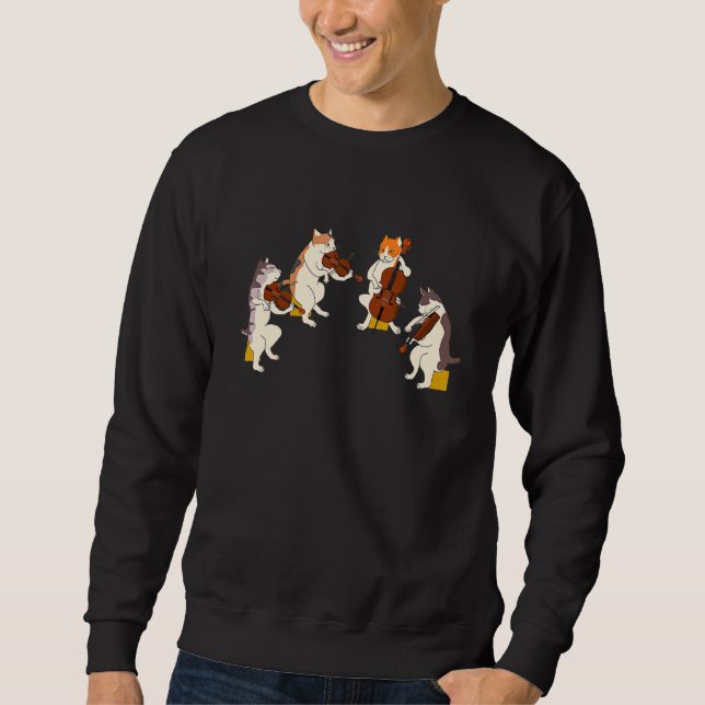Cats String Quartet Violin Viola Cello Musician Ca Sweatshirt (Front)