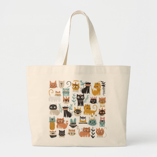 Cats stylish Wild Whiskers Wonderland Tote Bags (Front)