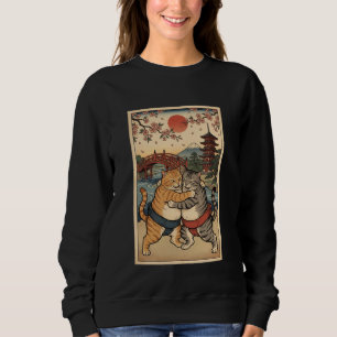 Cats Sumo Wrestling Japanese Art Anime Ukiyo-e Gra Sweatshirt
