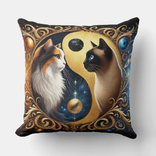 Cats Symbolising Balance with a Yin Yang Cushion