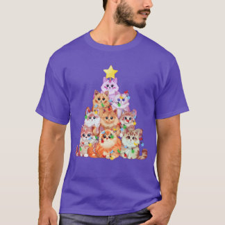 Cats tangled in Christmas Lights Cat Christmas T-Shirt