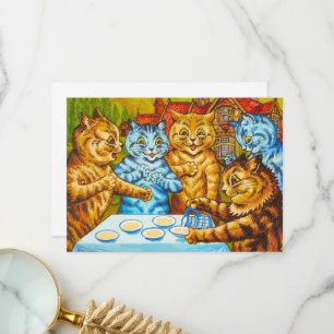 Cats Tea Party by Louis Wain Thank You Card