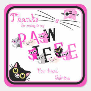 Cats Thank You Square Sticker