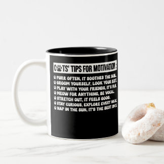 cats' tips for motivation funny cats tips Two-Tone coffee mug