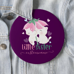 Cats Under Flower Umbrella Custom Little Sister 6 Cm Round Badge