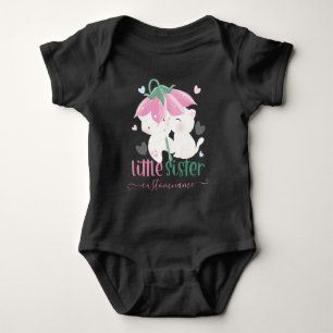 Cats Under Flower Umbrella Custom Little Sister Baby Bodysuit