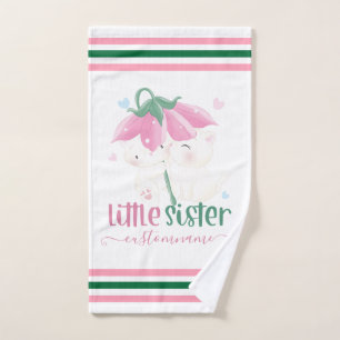 Cats Under Flower Umbrella Custom Little Sister Hand Towel