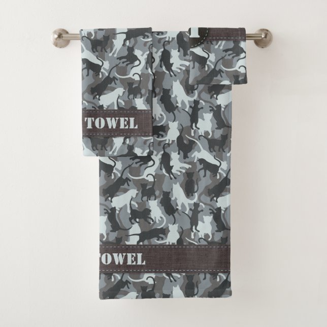 Cats Urban Camouflage Bath Towel Set (Insitu)