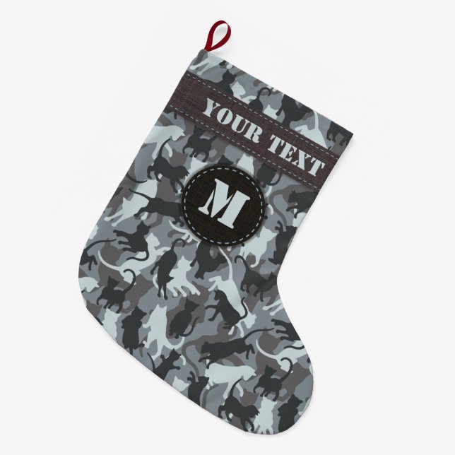 Cats Urban Camouflage Large Christmas Stocking (Front (Hanging))