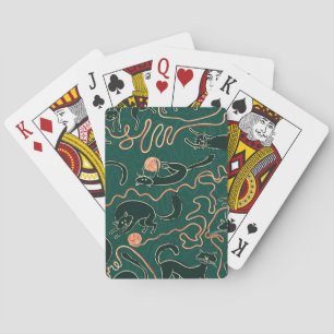 Cats Vintage: Doodle Seamless Pattern Playing Cards