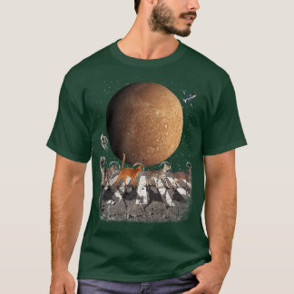 Cats Walking In Space Cat Astronaut Mercury Planet T-Shirt