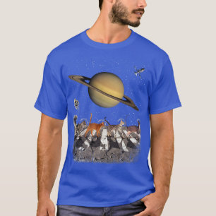 Cats Walking In Space Cat Astronaut Saturn Planet T-Shirt