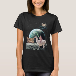 Cats War Cat In Space Ridding Llama Kitten Cats Lo T-Shirt
