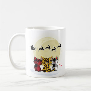 Cats Watching Santa and Reindeer Mug – Cute