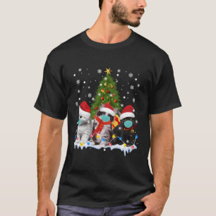 Cats Wear Masks And Santa Hats Christmas Tree Kitt T-Shirt