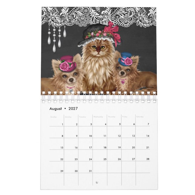 Cats Wearing Hats Calendar (Aug 2027)