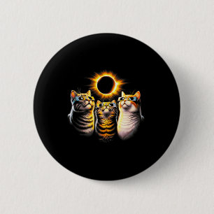 Cats Wearing Solar Eclipse Gles Looking At Moon 6 Cm Round Badge