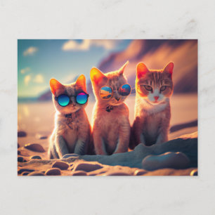 Cats Wearing Sunglasses Holiday Postcard