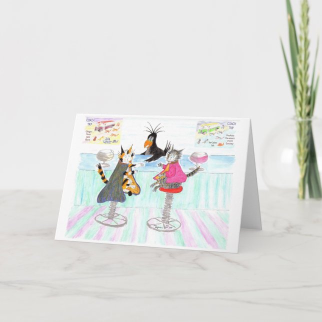 Cats Who Lunch, Wine O'Clock Card (Front)