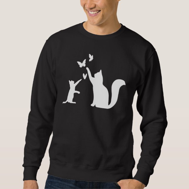 Cats With Butterflies  Cat Owner Cat   Cute Cats Sweatshirt (Front)