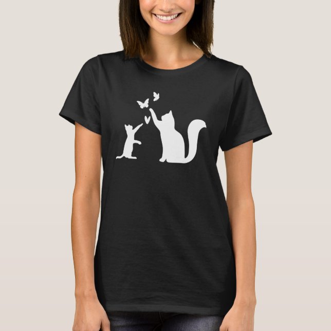 Cats With Butterflies  Cat Owner Cat   Cute Cats T-Shirt (Front)