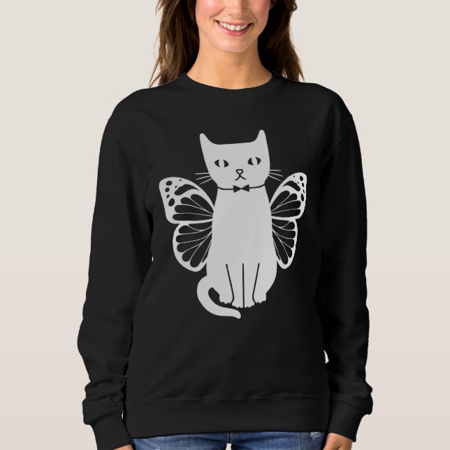 Cats With Butterflies Cute Cats Cat  I Cute Cat Sweatshirt (Front)
