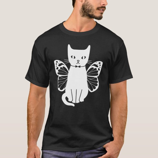 Cats With Butterflies Cute Cats Cat  I Cute Cat T-Shirt (Front)