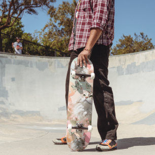 Cats with Butterflies Pink and Pastels Skateboard