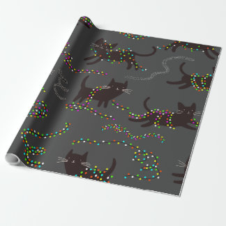 Cats with Christmas Lights Pattern Wrapping Paper