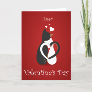 Cats with Entwined Heart Tails Valentine Card