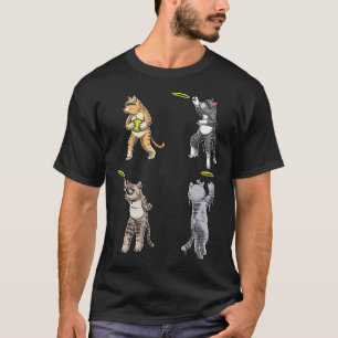 Cats With Flying Disc Frisbee Player Thrower Disc T-Shirt