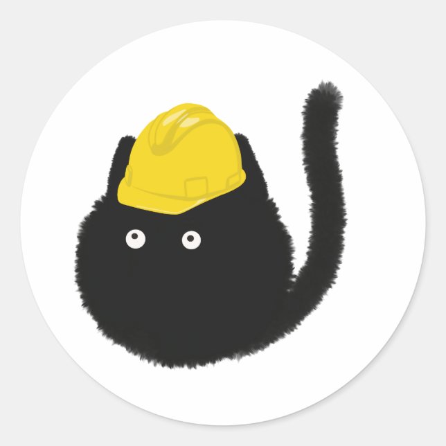 cats with hard hats classic round sticker (Front)