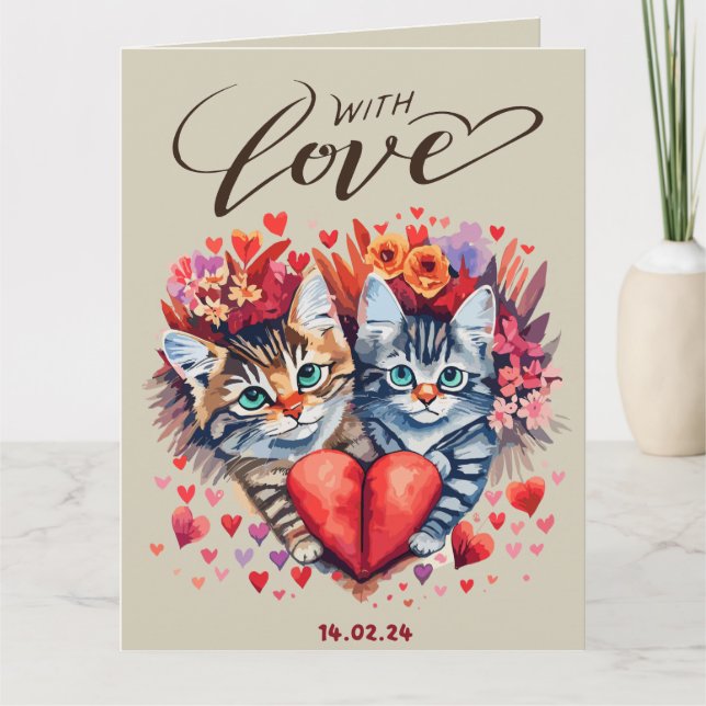 Cats with Love Folded Greeting Card (Front)
