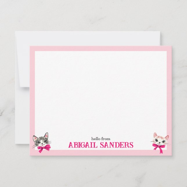 Cats with Pink Bows Note Card (Front)
