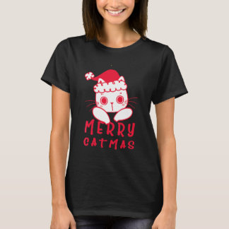 Cats With Santa Hat Merry Catmas Cat  Christmas T-Shirt