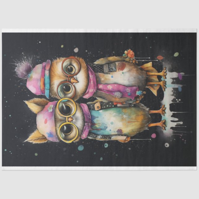 Cats with splashes of colour: Artistic Pixie Chick Tissue Paper (Front)