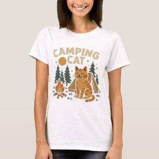 cats with tent and campfire T-Shirt