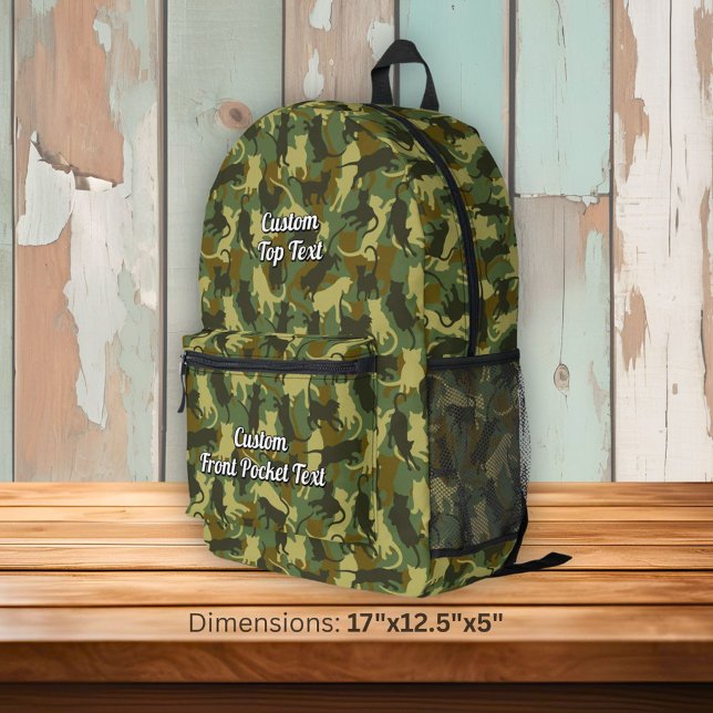 Cats Woodland Camouflage Printed Backpack (Creator Uploaded)