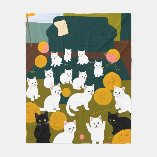 Cats & Wool Fleece Blanket (Front)