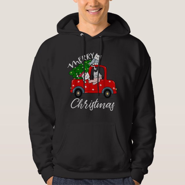 Cats xmas Shirt Tree on Red Truck Cat Christmas tr (Front)