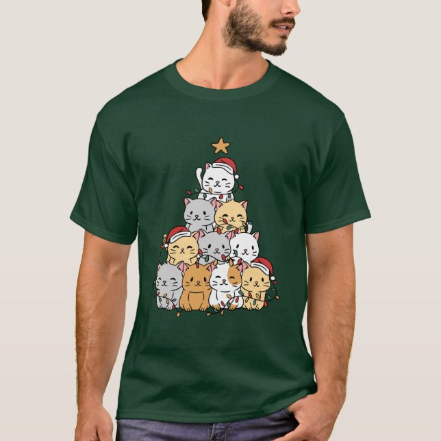Cats Xmas Tree T-Shirt (Front)