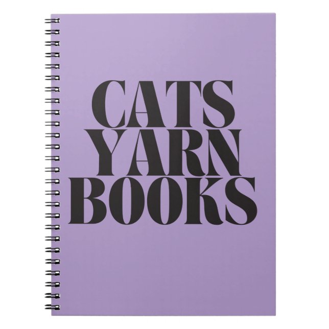 Cats Yarn Books Purple Spiral Notebook (Front)