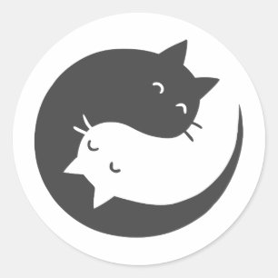 Cats yin and yang mandala - Choose background colo Classic Round Sticker