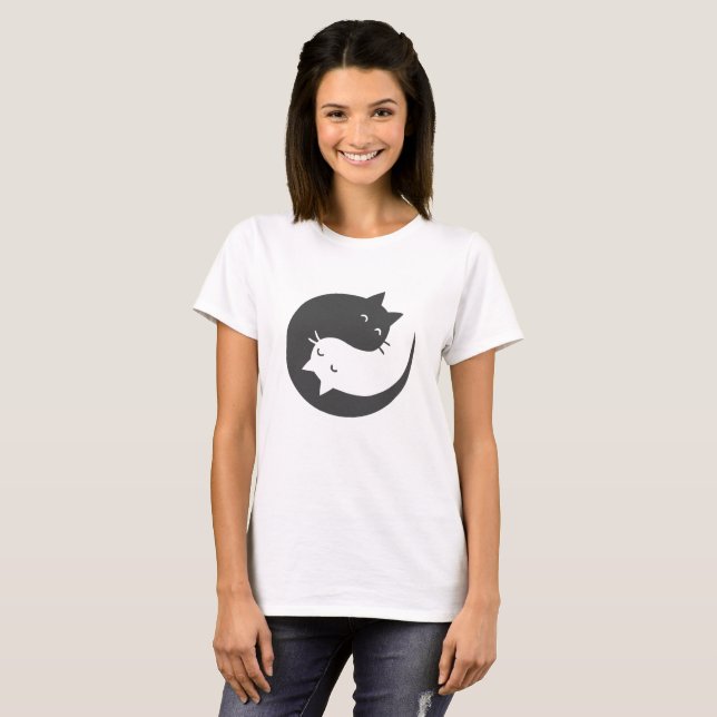 Cats yin and yang mandala - Choose background colo T-Shirt (Front Full)