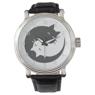 Cats yin and yang mandala - Choose background colo Watch