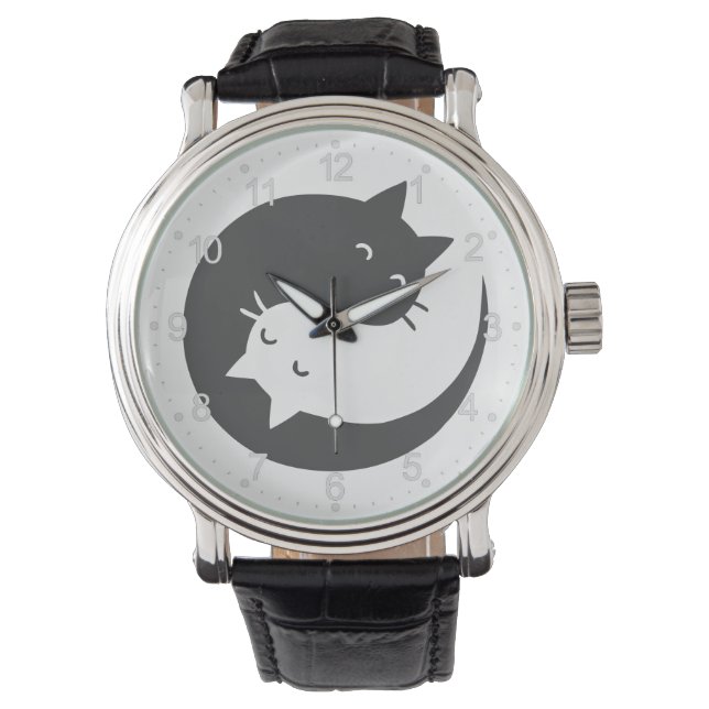 Cats yin and yang mandala - Choose background colo Watch (Front)